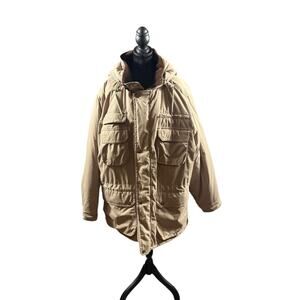 Vintage Canyon Guide Outfitters Tan Utility Parka‎ Jacket Flannel Lined XL
